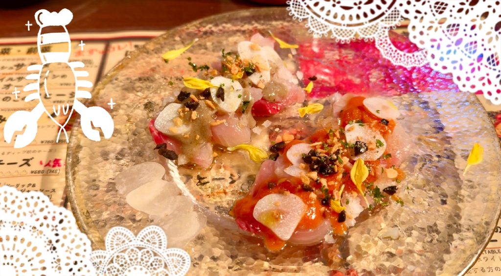 Fresh fish carpaccio with garlic