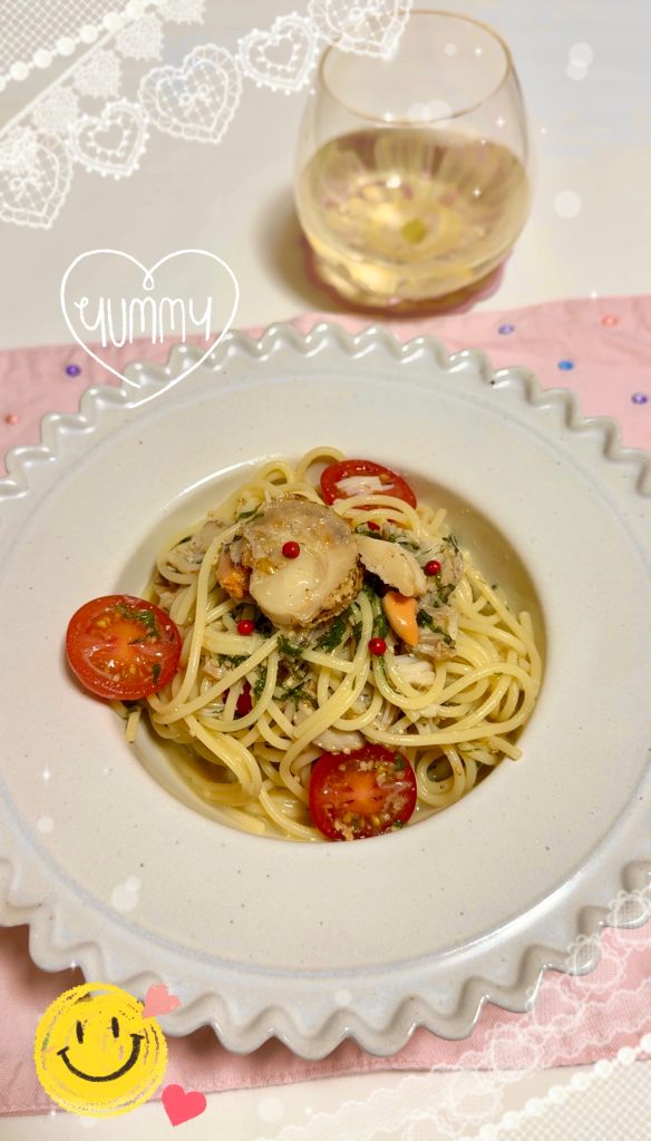 Chilled Scallop Pasta with Shiso and Sesame  Completed photo1